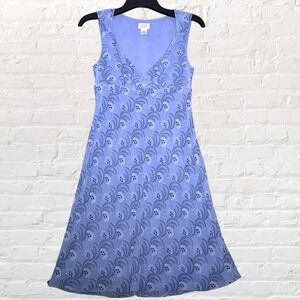 Vintage Ann Taylor Loft‎ Midi Dress Size 8 Blue Floral Empire Waist Fairy Y2K